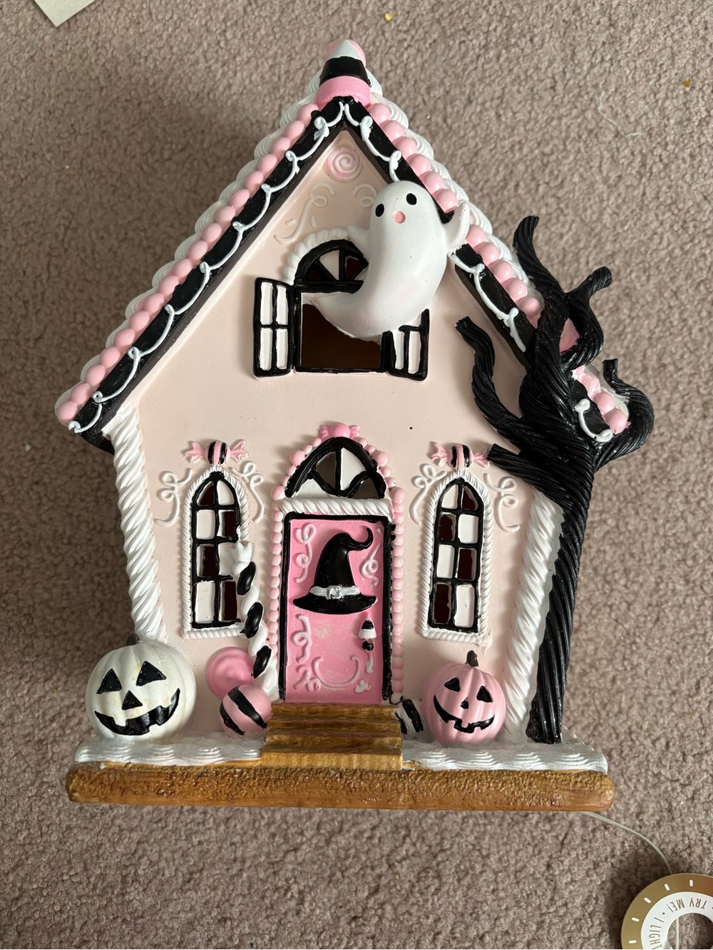 Pink Halloween Witch House Holiday Decor